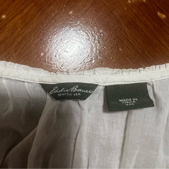 Eddie Bauer Ivory Sheer Boho Blouse Size XXL Lightweight Coastal Grandma Beachy - Picture 2 of 13